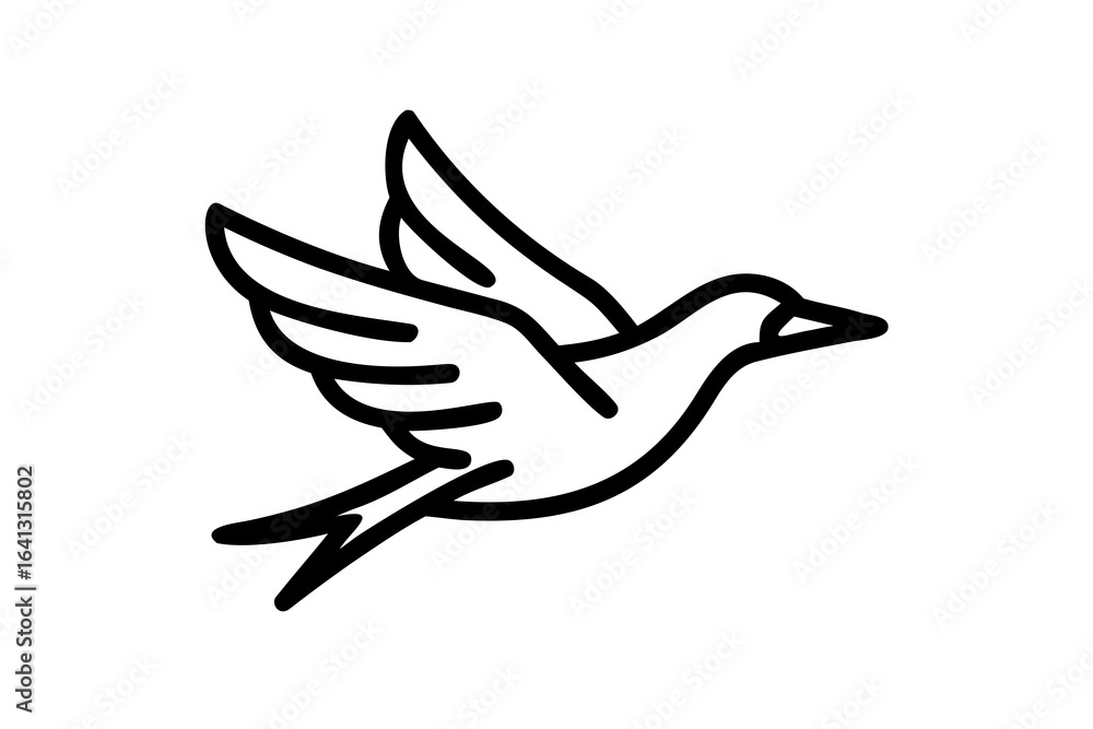 Obraz premium Stylized black bird silhouette with wings spread on a white background vector