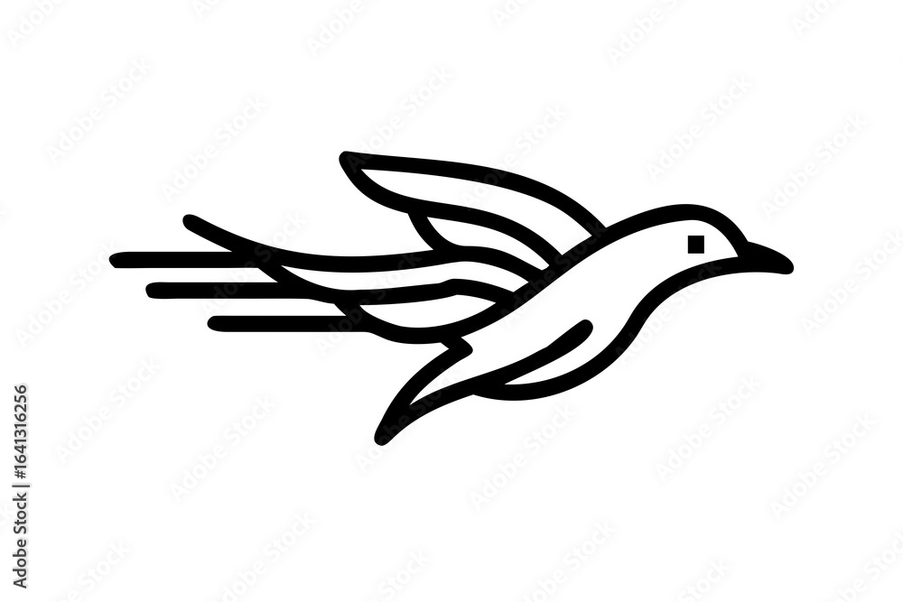 Obraz premium Stylized Silhouette of a Black Owl with Wide Eyes on a White Background black and white vector