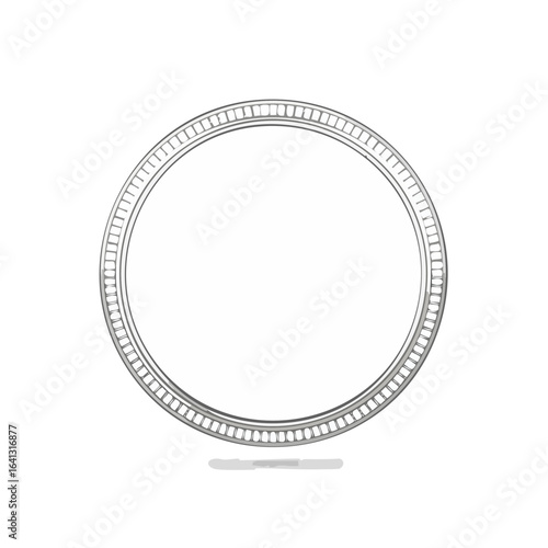 Elegant silver border round frame with decorative rim for design accents and visual embellishments isolated on black