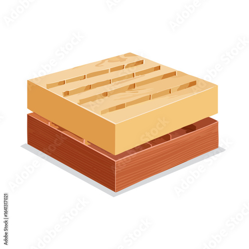 Isometric wooden platforms industrial construction modular design vector graphic