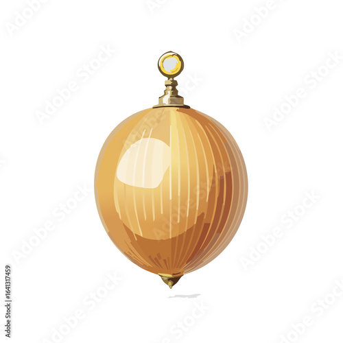 Gold Onion Shape Decor Element on Black Background, Isolated Elegant Golden Dome Ornament with Round Bulb and Spire