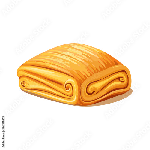 Golden pastry roll illustration sweet dessert baked good food design bakery product delicious treat tasty breakfast