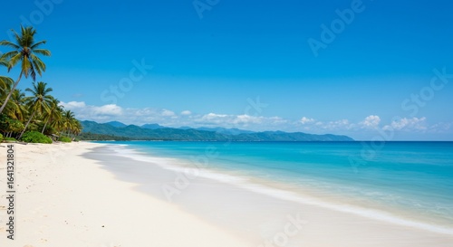 Wallpaper Mural Serene Tropical Beachscape: Palm Trees, White Sand, Azure Ocean Torontodigital.ca