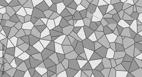 Monochrome mosaic texture background with irregular polygon shapes and dark lines