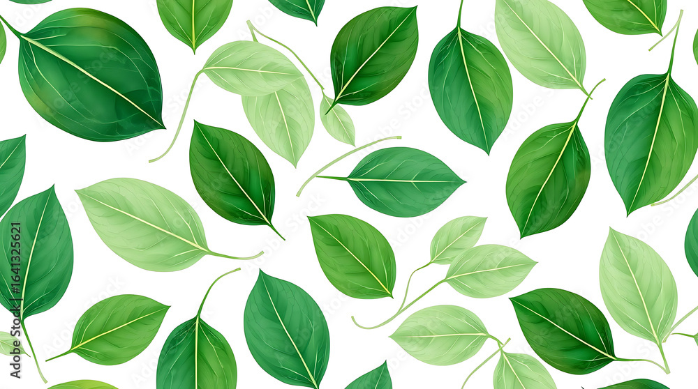 Seamless vector pattern with fresh green leaves and branches isolated on a white background Seamless vector pattern with fresh green leaves and branches isolated on a white background