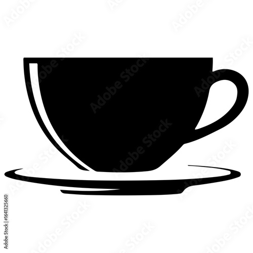 A classic, empty cup and saucer patiently waiting for your vibrant colors and delicious imaginary treats.