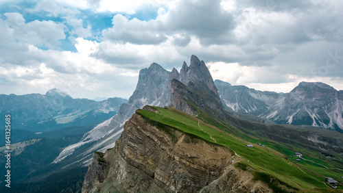 Canvas-taulu italian alps dolomites mountain looks like fire frozen in stone
