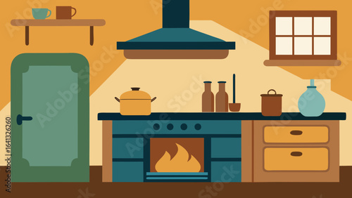 cozy rustic kitchen with cast iron stove and wood accents