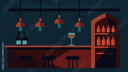 dark moody bar corner with hanging wine racks