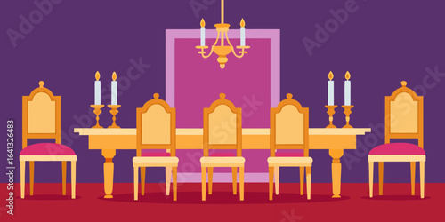 French Chateau Dining Room with Carved Wood Furniture