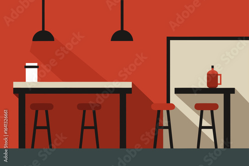 Industrial Coffee Bar Corner with Steel Stools
