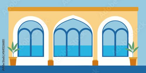 Mediterranean Inspired Sunroom with Arched Windows