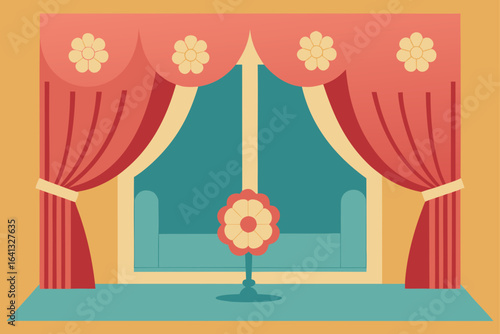 vintage inspired parlor with floral curtains