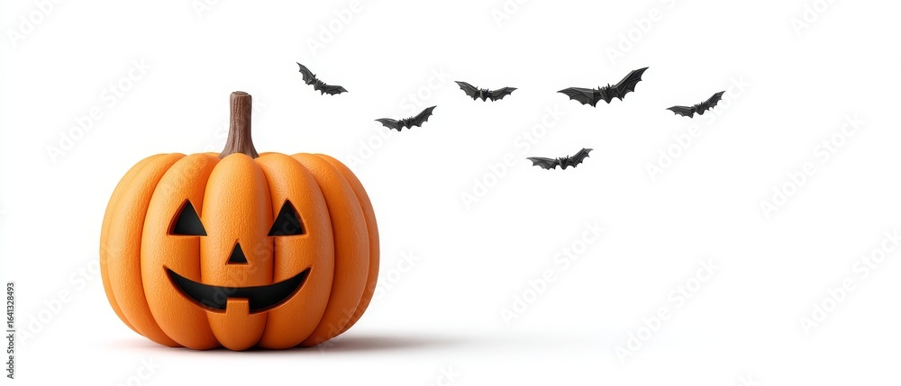 Naklejka premium Halloween festival honoring the spirit with pumpkins and bats in a whimsical scene