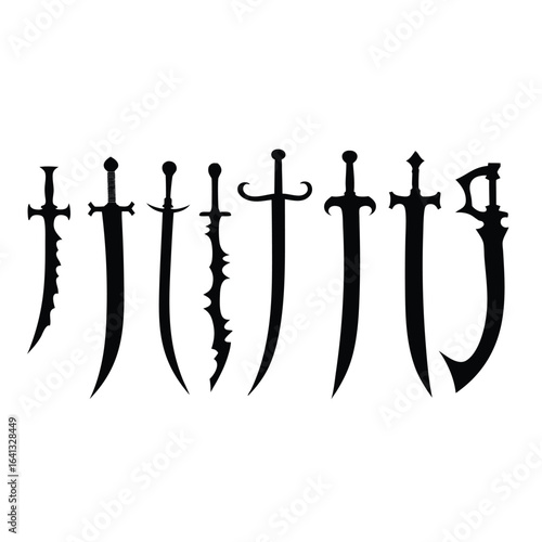 Collection of diverse historical sword silhouettes