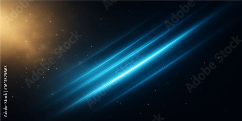 Bright cosmic stardust illuminates a dark blue galaxy with a nebula of stars, creating a beautiful abstract space background