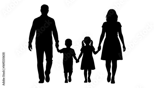 Silhouette of a family people.