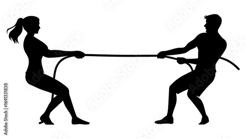 silhouette of a tug of war