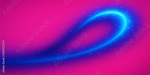 Smooth pink and purple energy waves flow across a vibrant abstract background with subtle stars