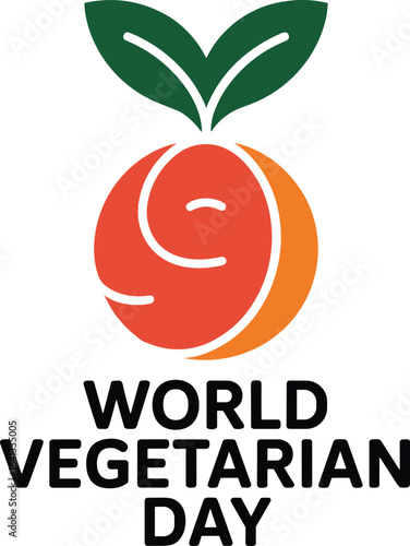 Colorful vector illustration celebrating world vegetarian day with carrot and leaves symbol