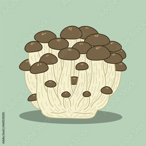 Shimeji Mushroom Cluster Illustration Autumn Theme Isolated Vector