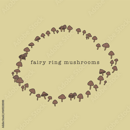 Fairy Ring Mushrooms illustration autumn theme isolated vector