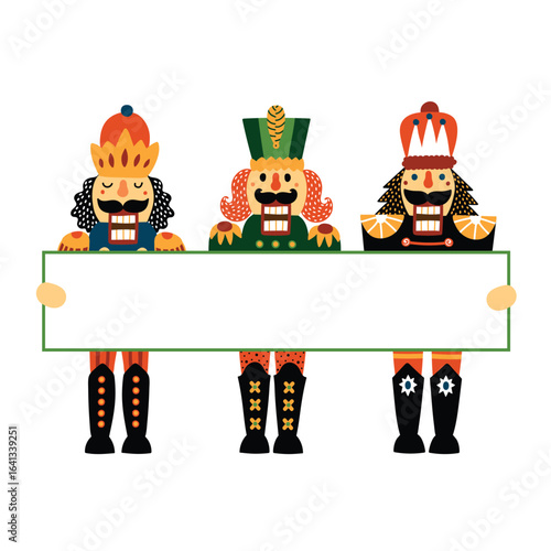 Nutcrackers with Banner. Cute illustration.  