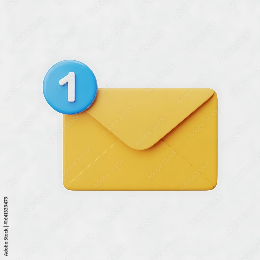 Yellow envelope with unread message notification Yellow envelope with unread message notification