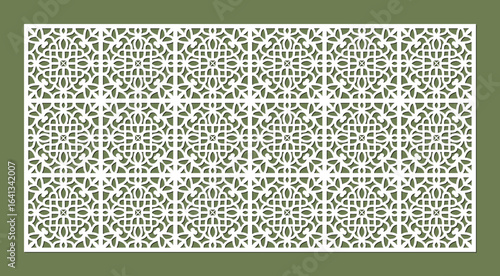 Intricate white geometric lattice pattern with repeating floral motifs, ideal for decorative screens or architectural elements vector