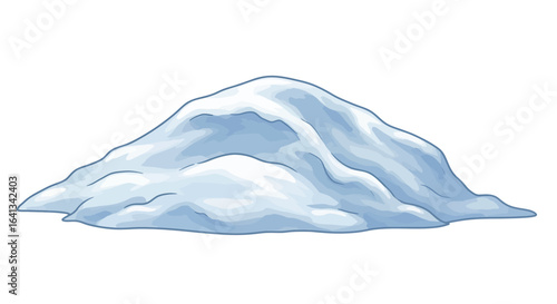 A cartoonish snow pile with blue shading on a white background