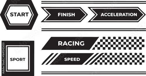Racing sport start finish acceleration speed graphic elements