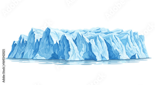 A stylized iceberg sits on the waters surface