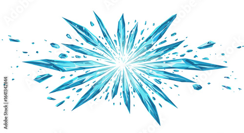 A stylized burst of jagged translucent ice shards radiating outward
