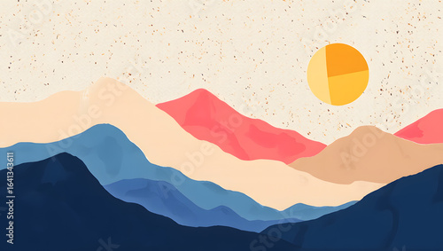 Abstract vector illustration of a beach sunset with an egg pattern