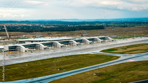 Canvas Print Drone aerial photograph of the new Western Sydney International Airport precinct