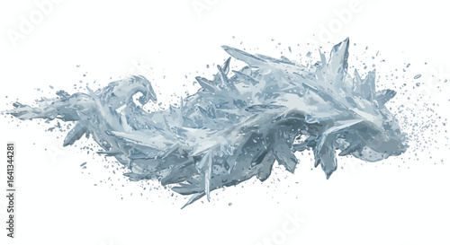 Icelike formation of pointy structures lightblue crystalline appearance splinters white background