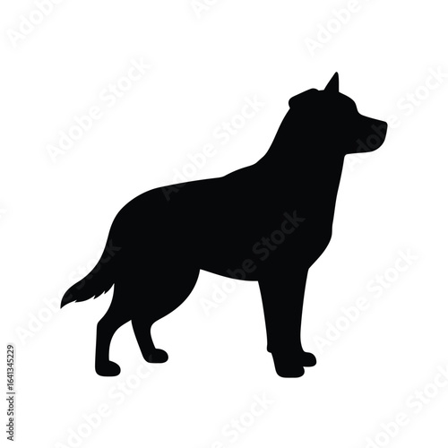 Silhouette of a dog standing, isolated on white background