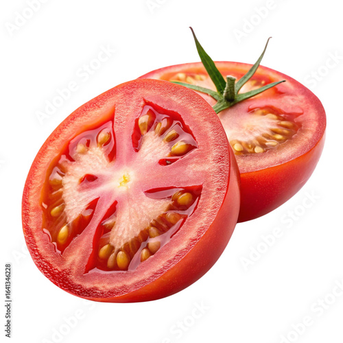 Wallpaper Mural Freshly sliced red tomato showing seeds and pulp isolated on transparent background Torontodigital.ca