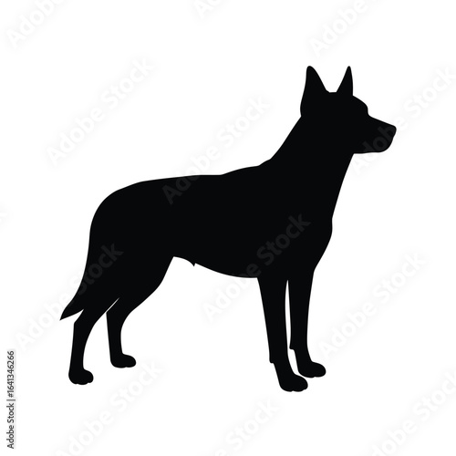 Silhouette of a dog standing, isolated on white background