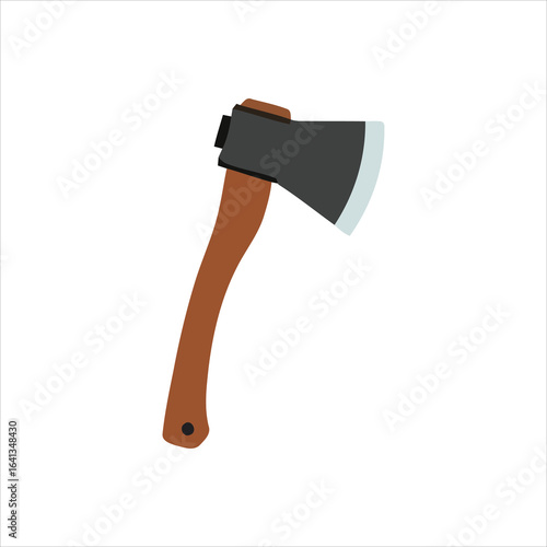 Simple flat design vector illustration of a wood cutting axe or hatchet tool isolated on a white background.