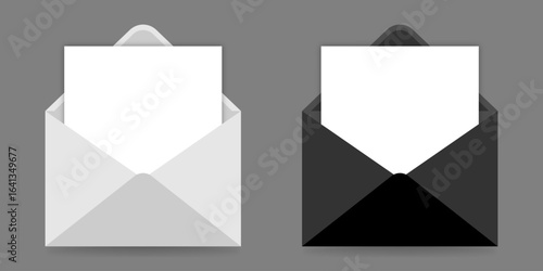 Black and white open envelopes