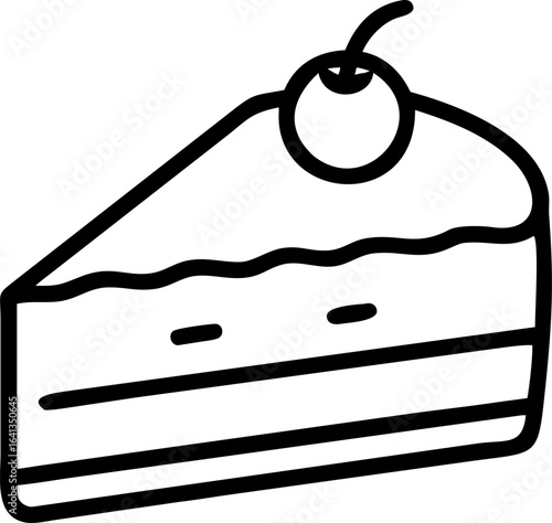 Delicious slice of cake with a bright red cherry on top