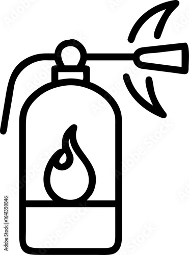 Fire extinguisher spraying extinguishing foam with a flame