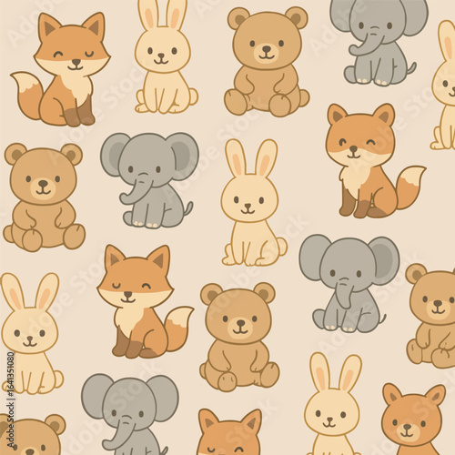 Wallpaper Mural Cartoon Style Cute Animal Character Seamless Pattern for Textile Print Torontodigital.ca