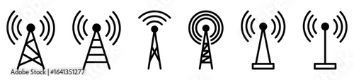 Radio tower icon set