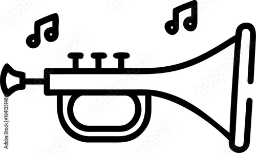Illustration of a trumpet with musical notes