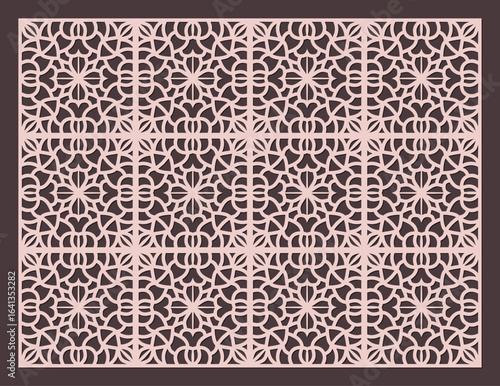 Seamless geometric pattern for laser cutting or cnc routing with intricate floral motif design vector