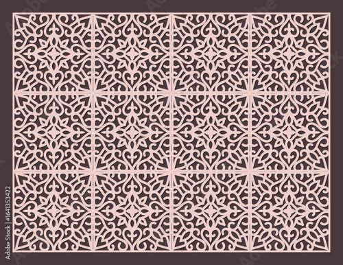Seamless ornamental pattern tile design in arabesque style for laser cutting or vinyl plotter template background vector