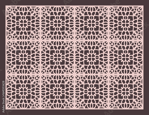 Decorative laser cut panel template with intricate geometric pattern for screen, stencil, or wood carving design vector