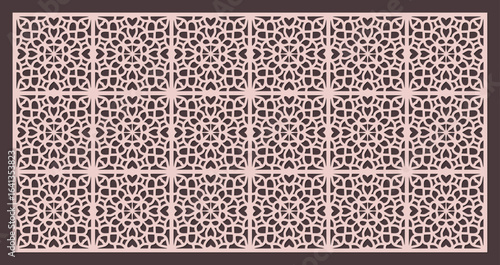 Seamless pattern of intricate geometric islamic star mosaic for laser cutting, cnc routing, or architectural panel design vector